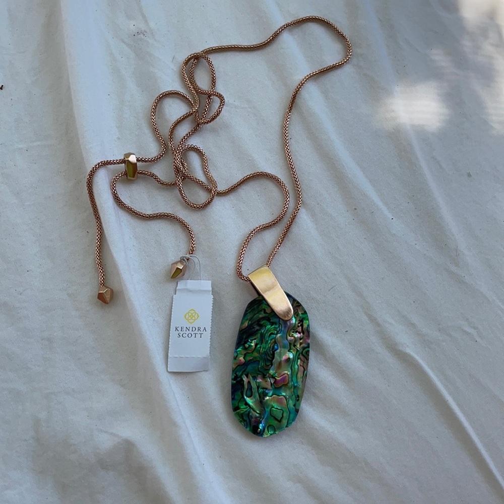 Kendra Scott rose gold abalone adjustable necklace